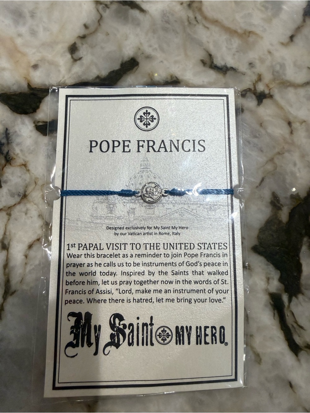 Pope Francis Blue Cord Bracelet by My Saint My Hero
